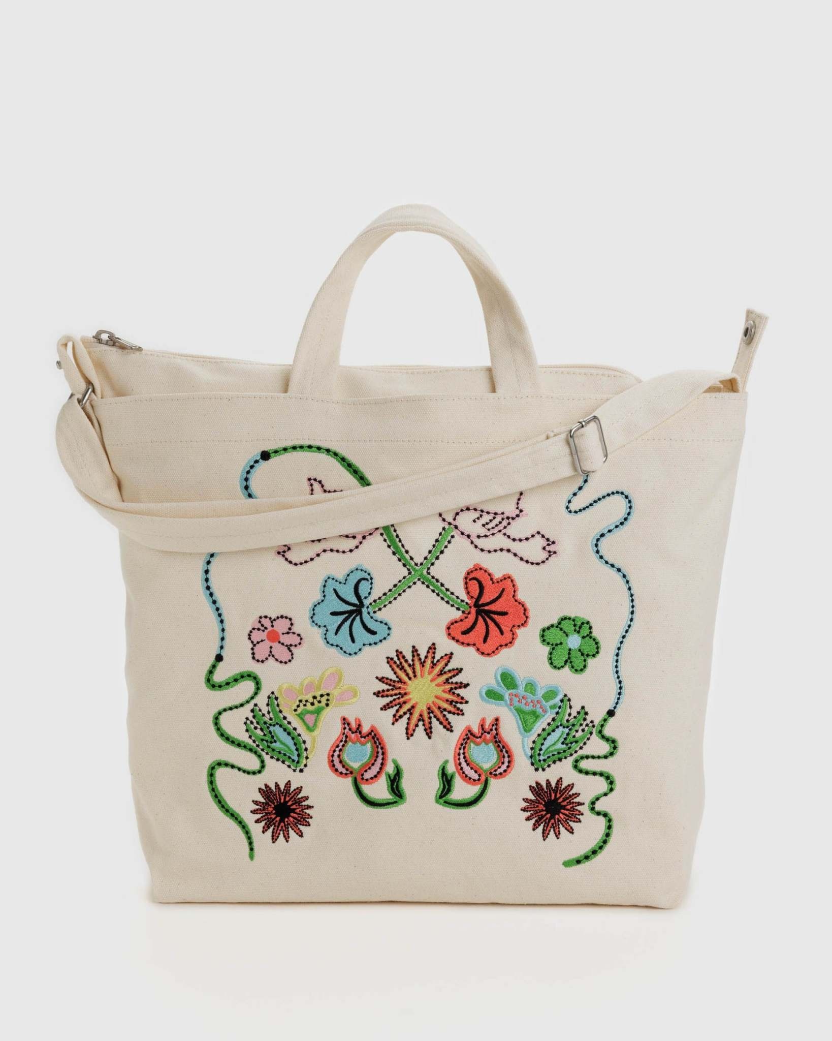 Baggu Horizontal Zip Duck Bag Embroidered Birds - Woods Grove