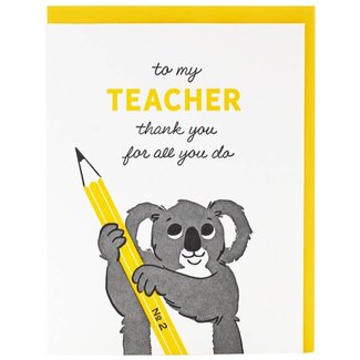 Smudge Ink Koala Teacher Card