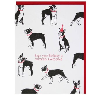Smudge Ink Boston Terrier Birthday Card
