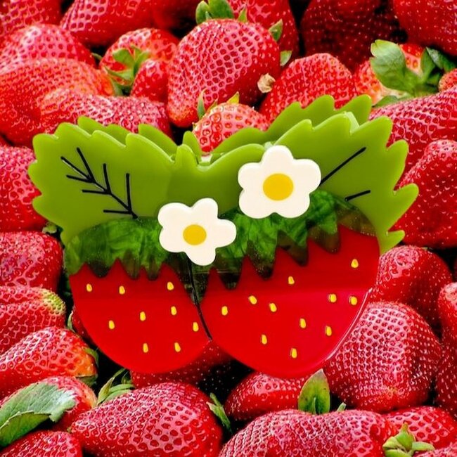 Large Strawberries and Flowers Hair Claw