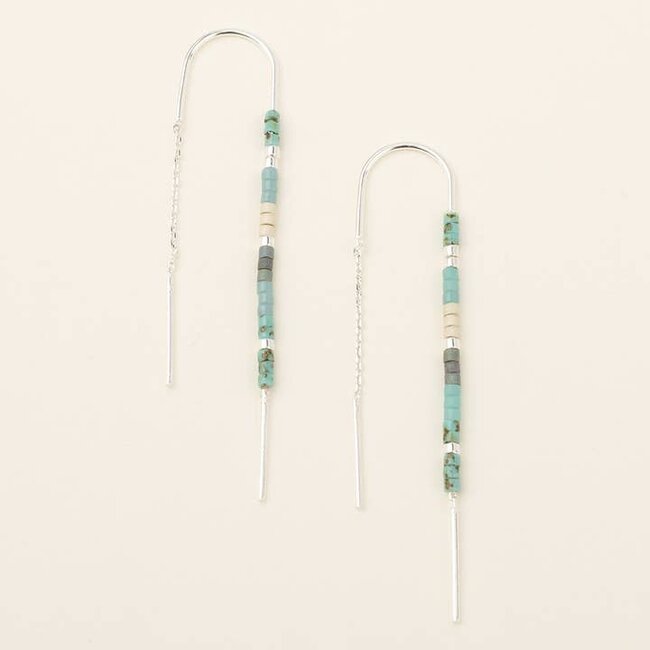 Miyuki Thread Earring Turquoise Multi Silver