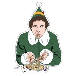 Sammy Gorin Spaghetti Breakfast, Buddy the Elf, White Acrylic Ornament