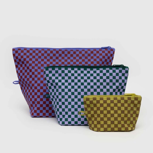 Baggu Go Pouch Set Jewel Checks