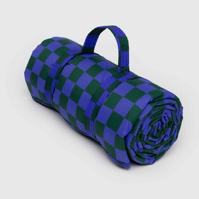 Baggu Puffy Picnic Blanket Iris Green Check