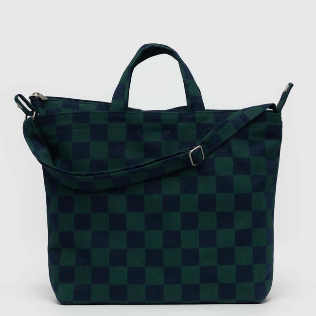 Baggu Horizontal Zip Duck Bag Navy Green Check