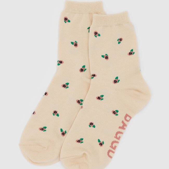 Baggu Crew Socks Cream Rosette