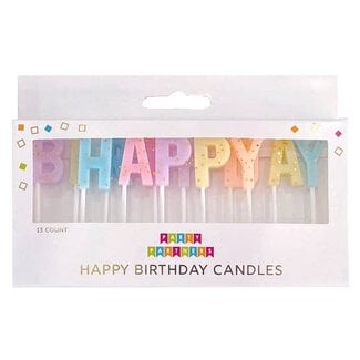 Party Partners Party Partners Happy Birthday Pastel & Gold Glitter Candle Set