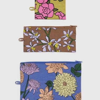 Baggu Baggu Flat Pouch Set Garden Flowers