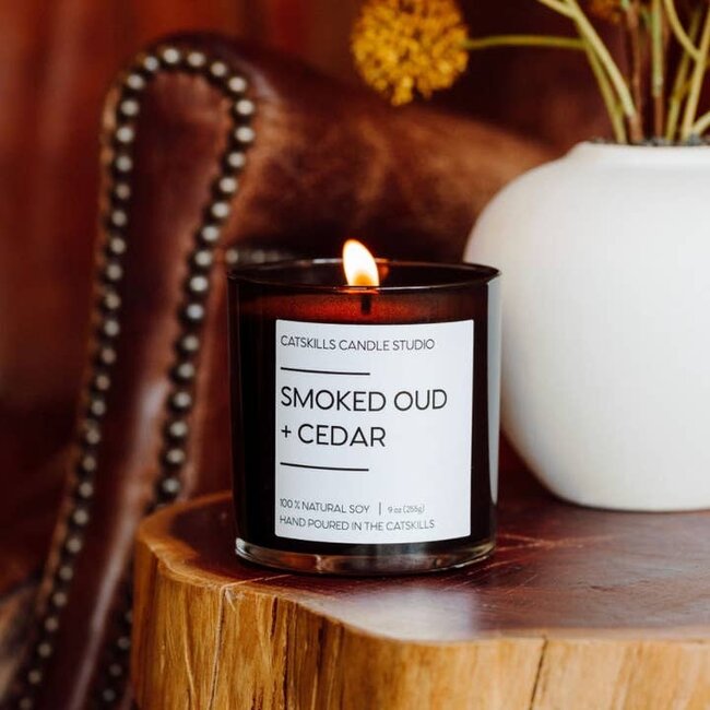 9oz Candle Smoked Oud + Cedar