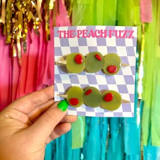 The Peach Fuzz The Peach Fuzz Stuffed Olive Hair Clip Set