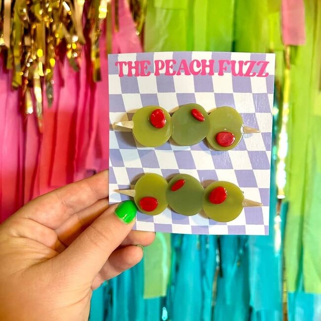 The Peach Fuzz Stuffed Olive Hair Clip Set