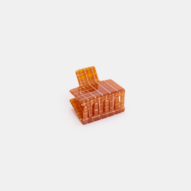 Chunks Midi Box Claw in Caramel Plaid