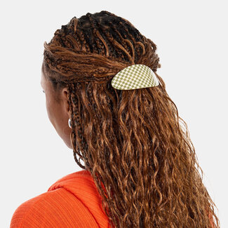 Chunks Chunks Oval Barrette in Olive Check