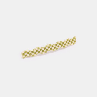 Chunks Chunks Skinny Wave Barrette in Olive Check
