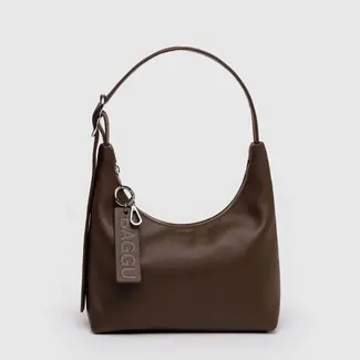 Baggu Baggu Mini Recycled Leather Shoulder Bag Brown