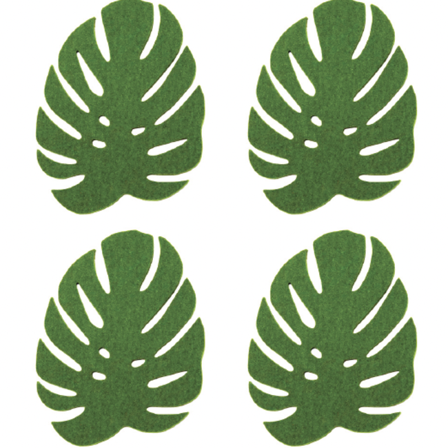 Graf & Lantz Coaster Monstera 4 Pack Loden Green