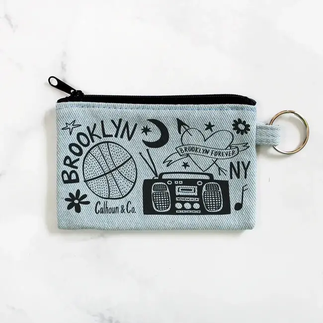 Brooklyn NY Zipper Card Pouch  Denim Black