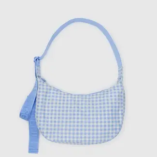 Baggu Baggu Medium 47" Nylon Crescent Bag Light Blue Gingham