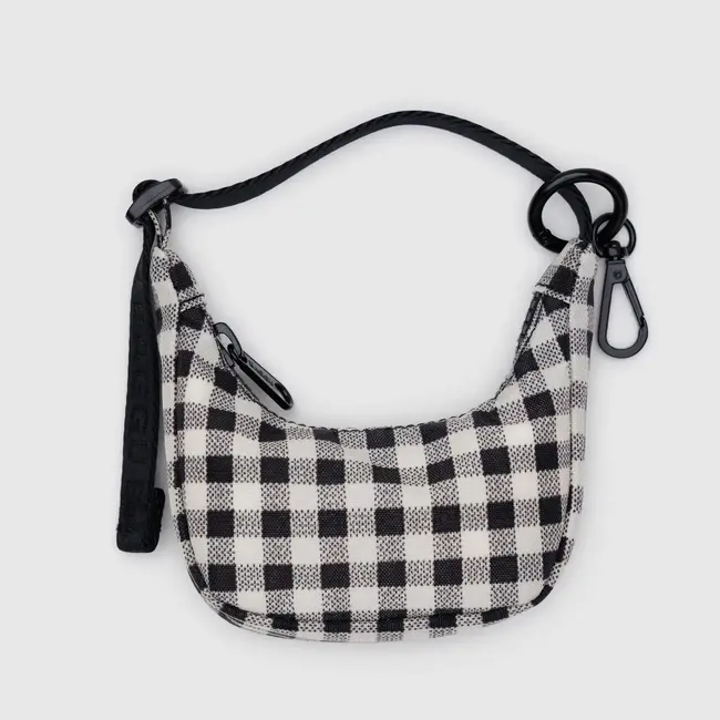 Baggu Bag Charm Crescent Black & White GIngham