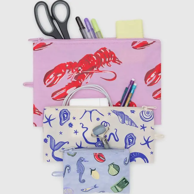 Baggu Flat Pouch Set Sea Creatures