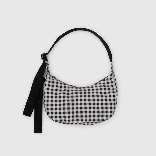 Baggu Small 51" Nylon Crescent Bag Black & White Gingham