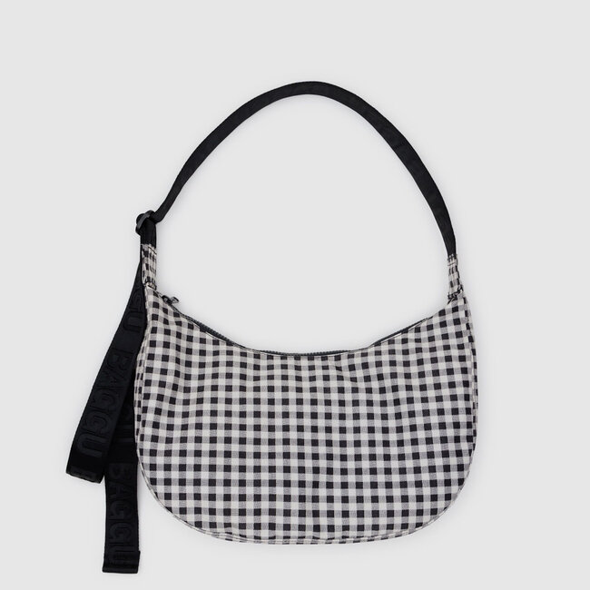 Baggu Medium 47" Nylon Crescent Bag Black & White Gingham