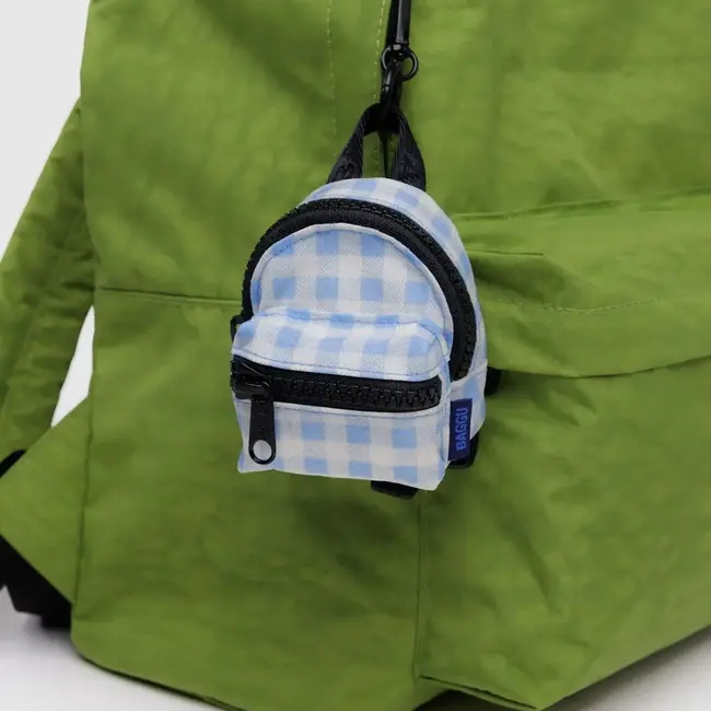 Baggu Bag Charm Backpack Light Blue Gingham
