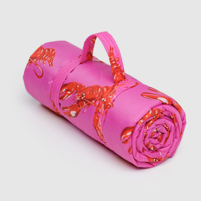Baggu Puffy Picnic Blanket Pink Lobster