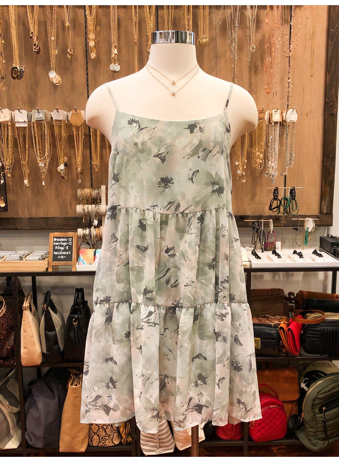 floral chiffon tiered dress
