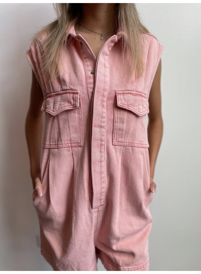 S9263 ACID WASH PASTEL ROMPER