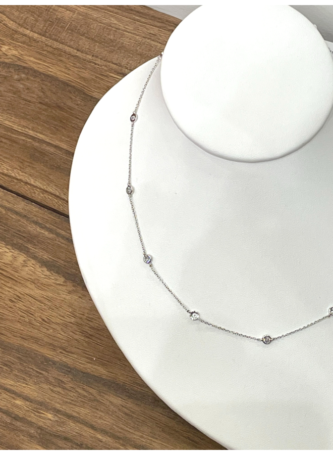STAINLESS STEEL DAINTY BEZEL NECKLACE-SILVER