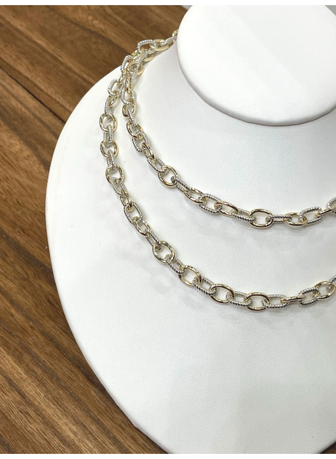 STAINLESS STEEL VINTAGE LINK LONG NECKLACE