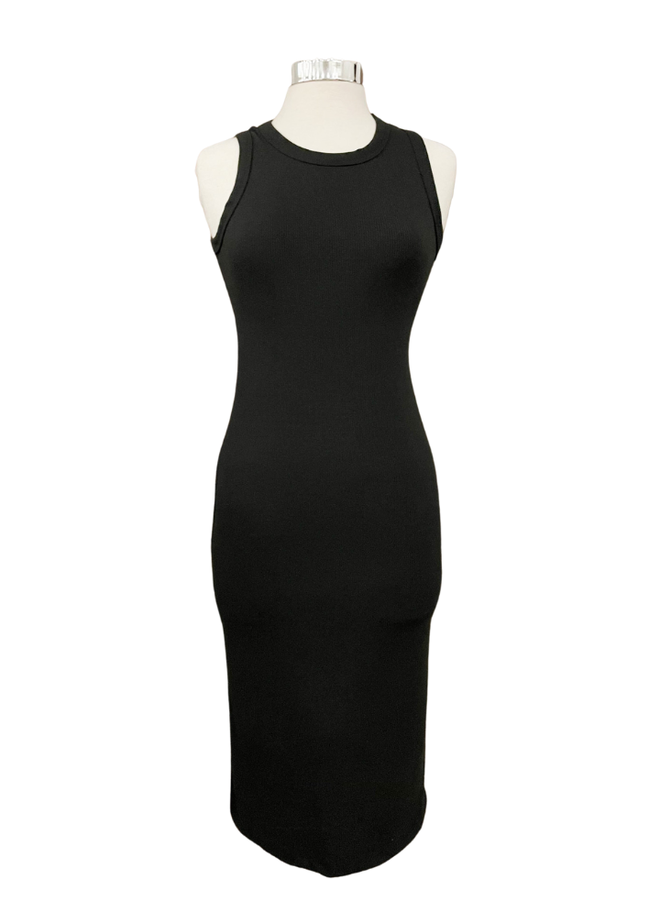 D40679 FITTED RIBBED MIDI DRESS