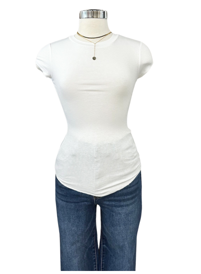 RIBBED CAP SLEEVE TEE