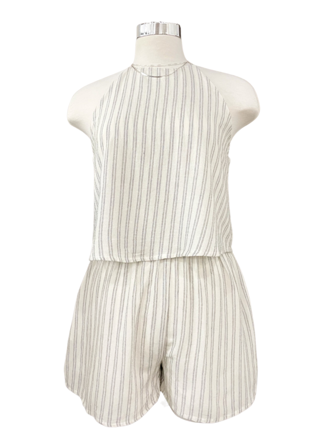 STRIPED OVERLAP ROMPER