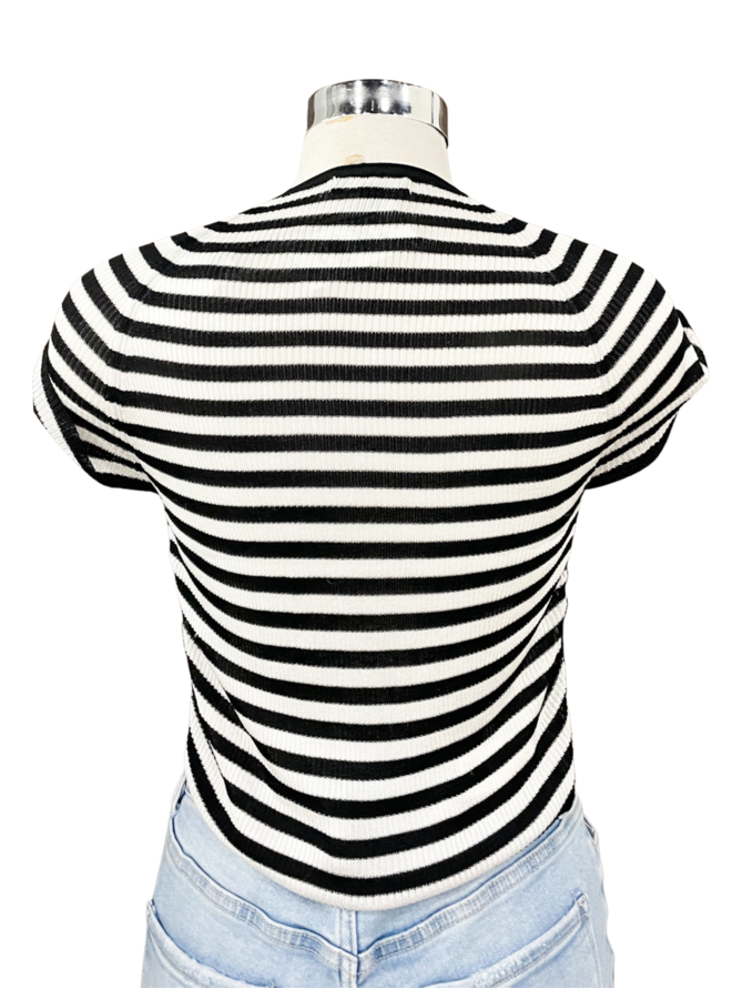 T2779 STRIPED KNIT S/S TOP