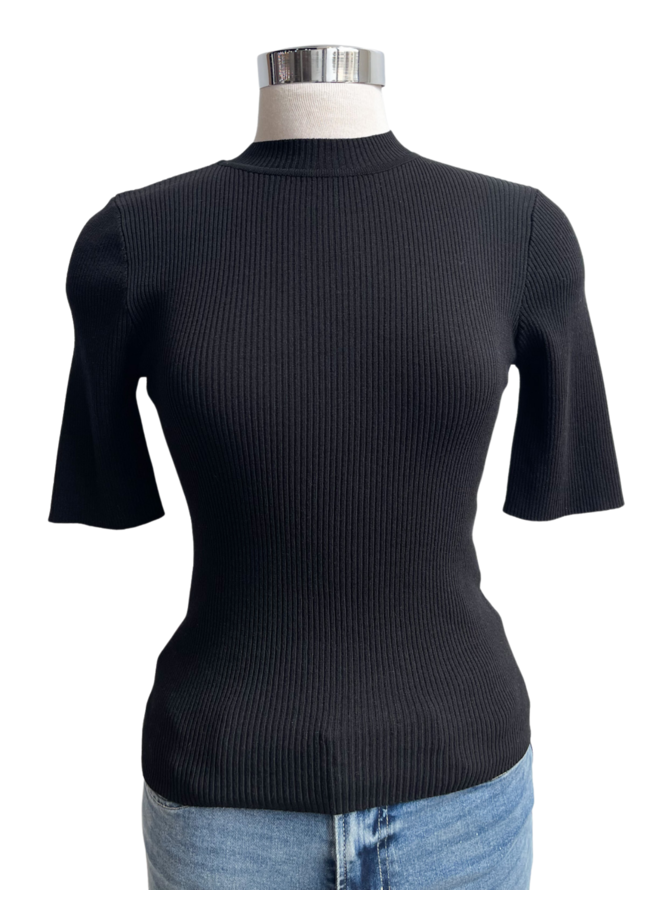 W1319 HALF SLEEVE RIBBED TOP