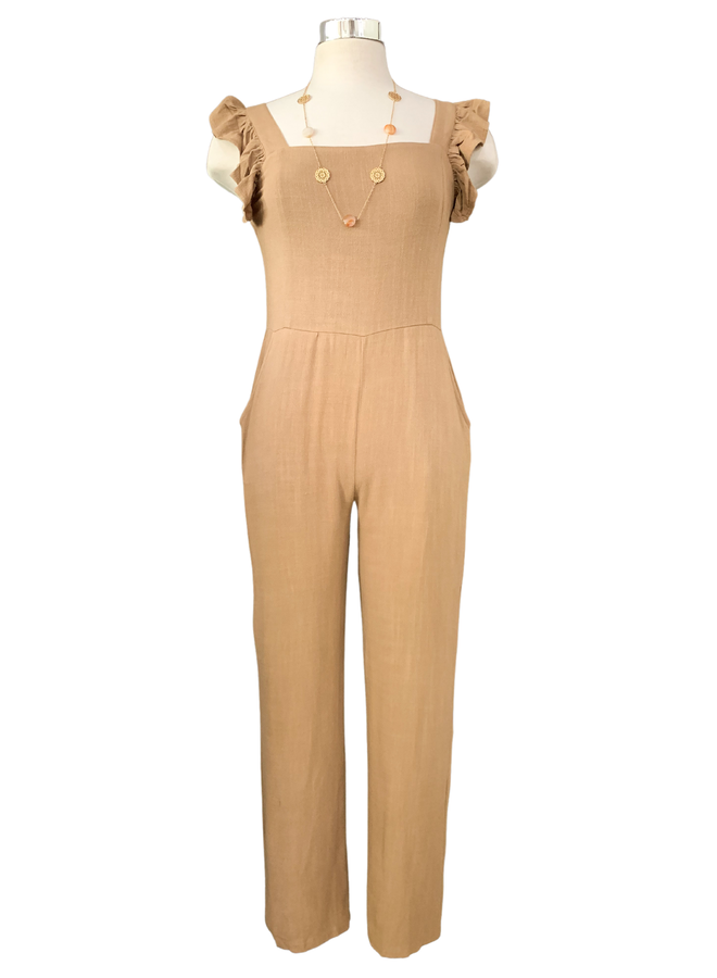 JU1955 RUFFLED SLEEVE JUMPSUIT