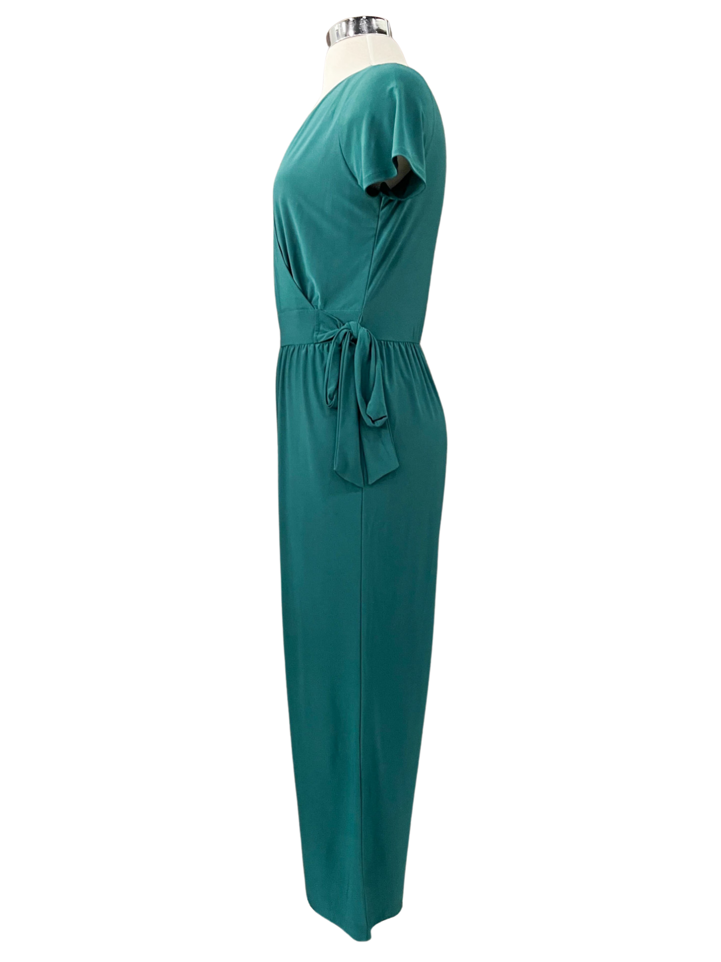 J3373 S/S FAUX WRAP JUMPSUIT - Adore