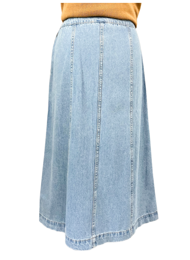 S2722 WASHED DENIM LONG SKIRT