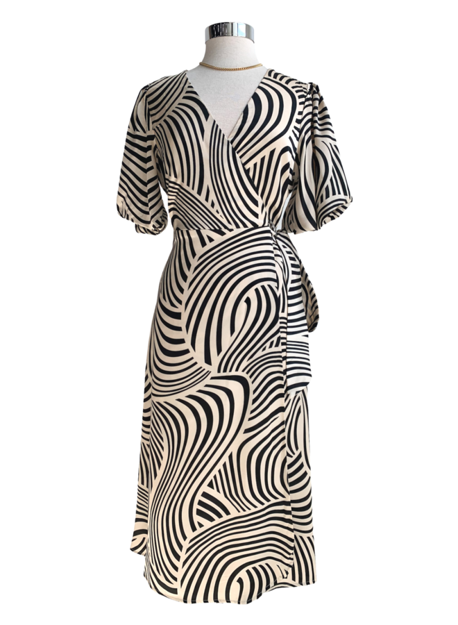 FD9926 SHORT SLV ABSTRACT MIDI DRESS