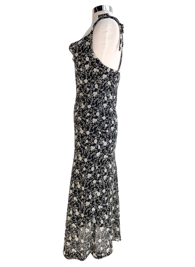 D6860D FLORAL COWL NECK MIDI DRESS