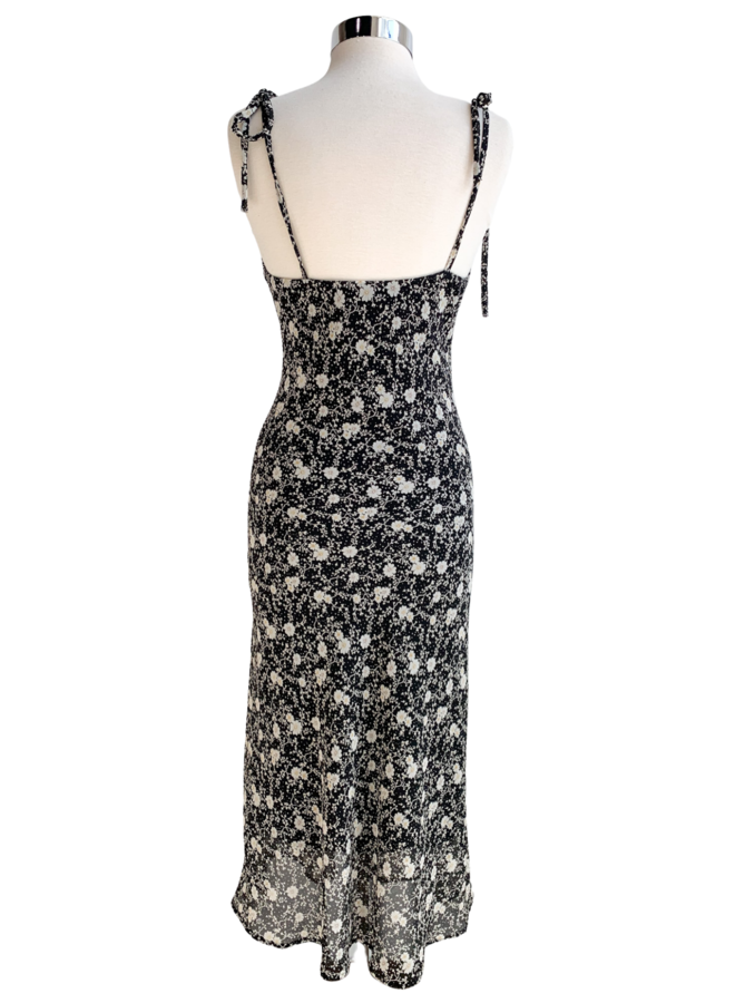 D6860D FLORAL COWL NECK MIDI DRESS