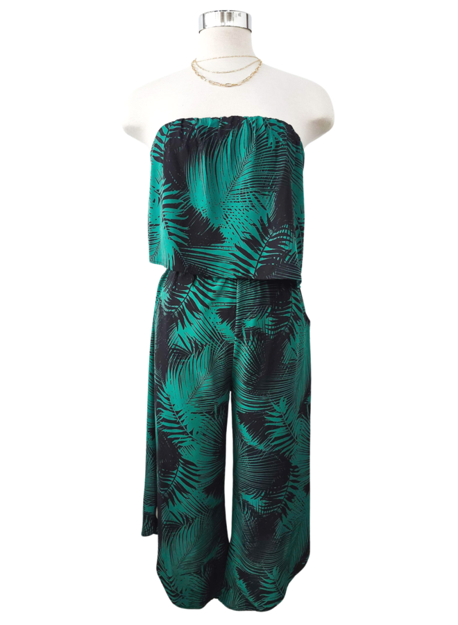 JP-7835 LEAF PRINT STRAPLESS JUMPSUIT