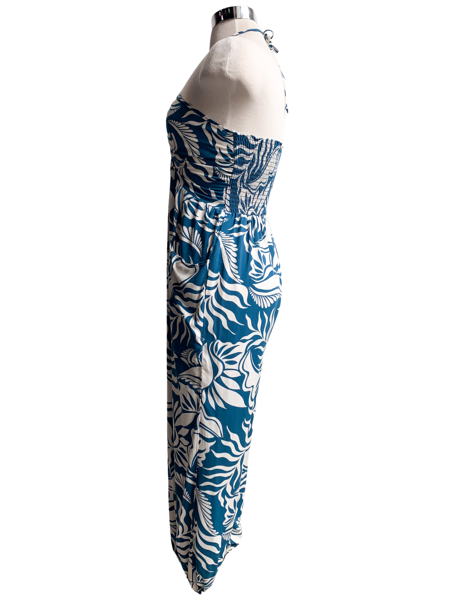 Floral Leaf Print Jersey Jumpsuit | SilkFred US