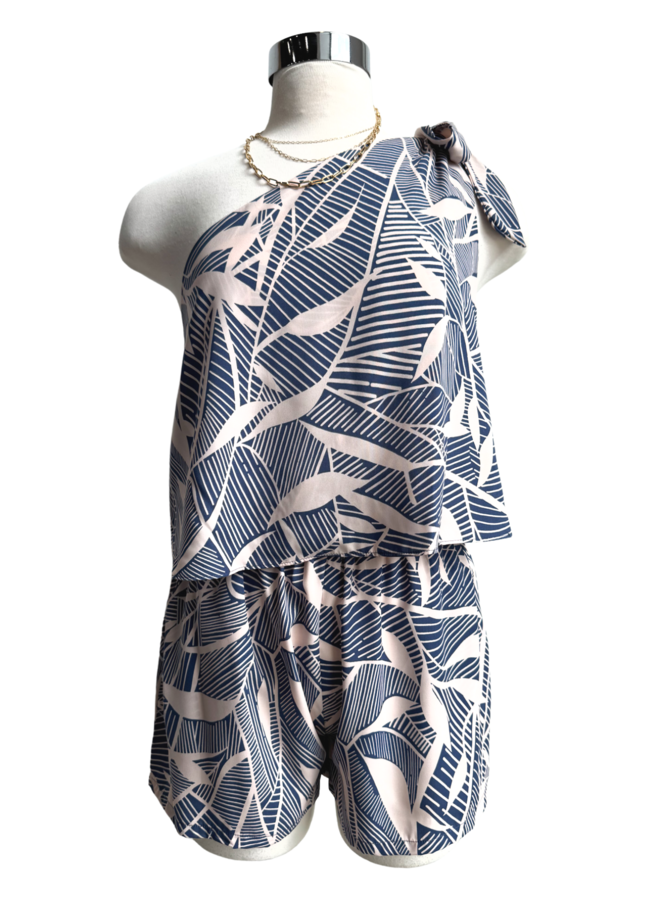 R-8224 LEAF  ONE SHOULDER ROMPER