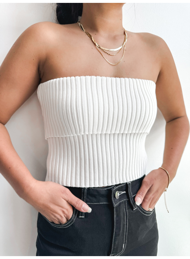 FOLD OVER SWEATER TUBE TOP
