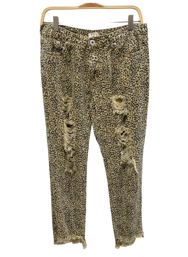 ADORE'D LEOPARD RIPPED JEANS