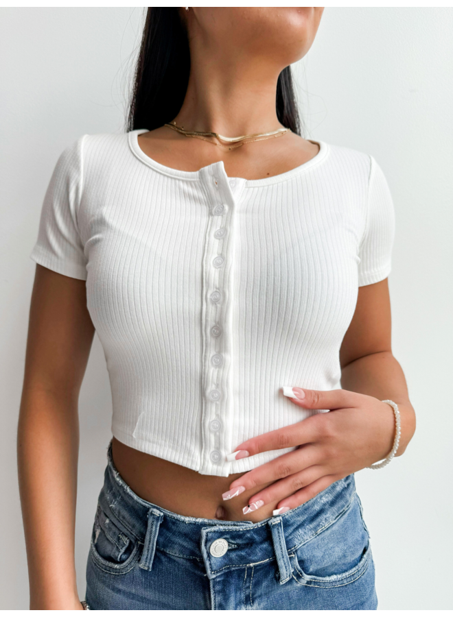 BUTTON DOWN RIBBED TOP *2 colors available*