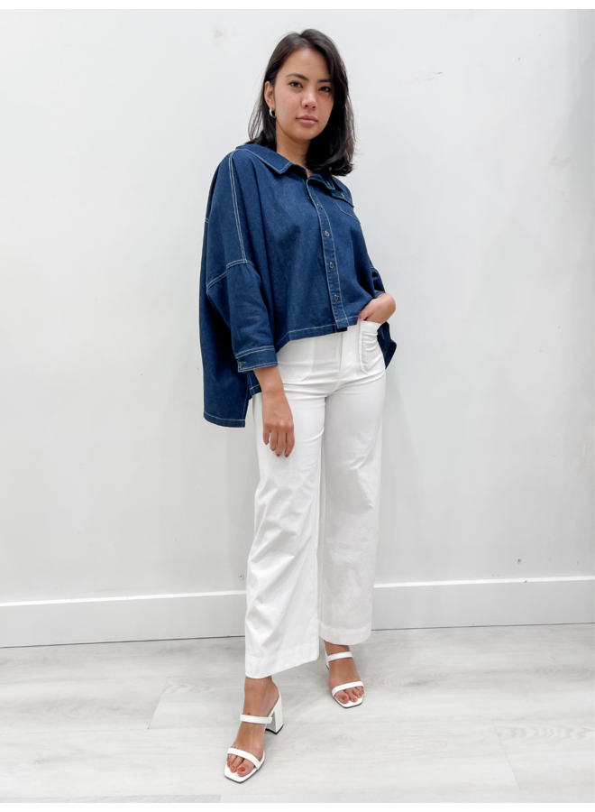BLY273 DENIM BUTTON DOWN TOP